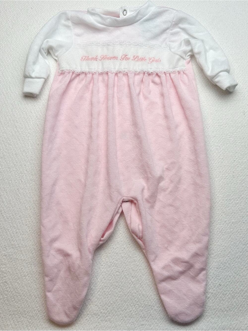 Vintage Little Me Baby Pink Thank Heaven For Little Girls sleeper